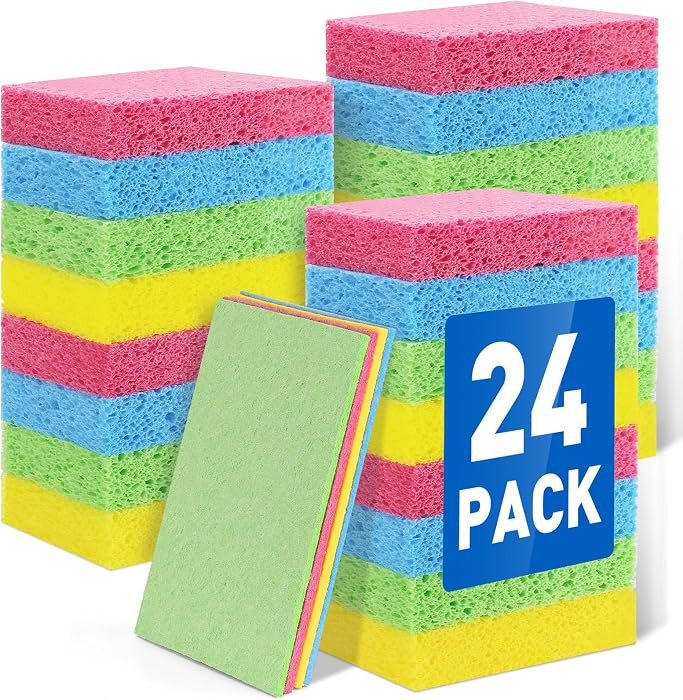24 Pack Compressed Cellulose Sponge, Non Scratch Kitchen Sponges for Dish Cleaning, Multipurpose ... | Amazon (US)