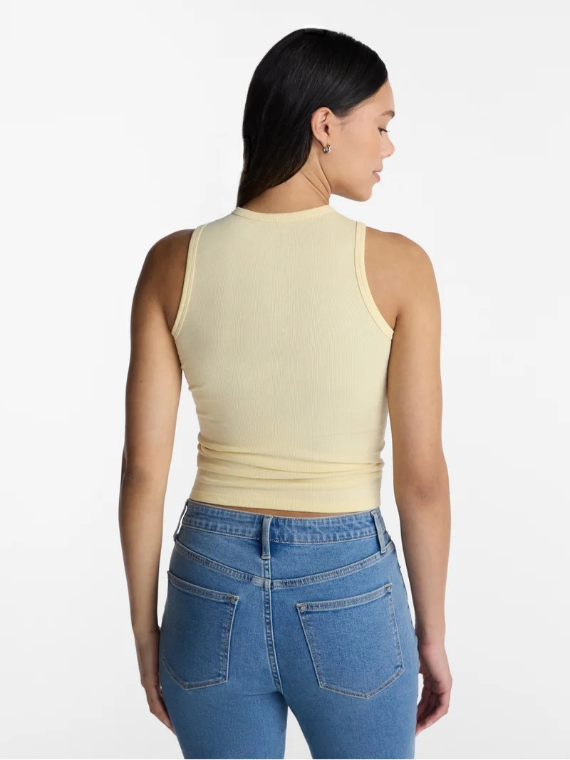 No Boundaries Ribbed High Neck Tank Top, Women's XXS-XXL | Walmart (US)