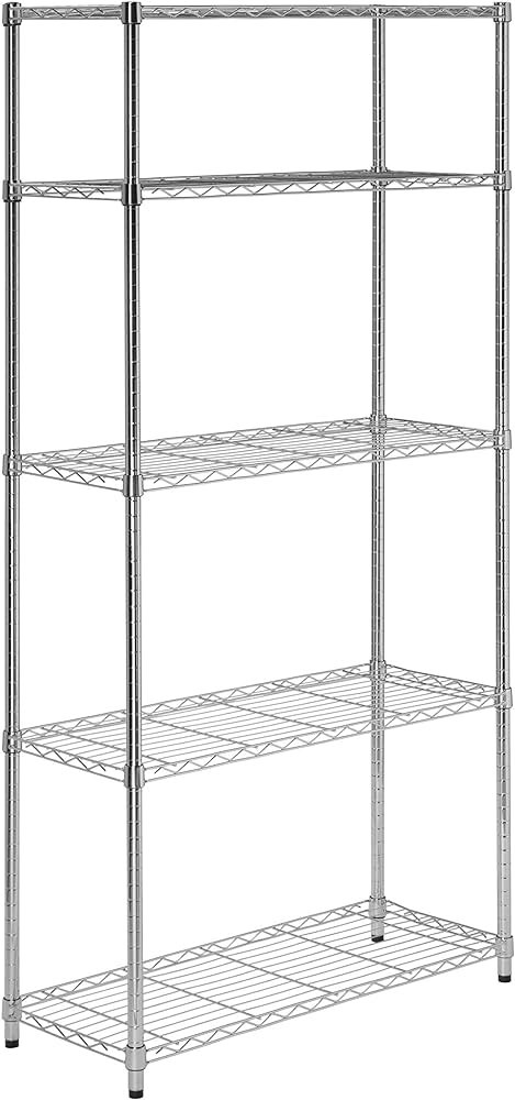 Honey-Can-Do, 5-Tier Chrome Heavy-Duty Adjustable Shelving Unit with 200-lb Per Shelf Weight Capa... | Amazon (US)