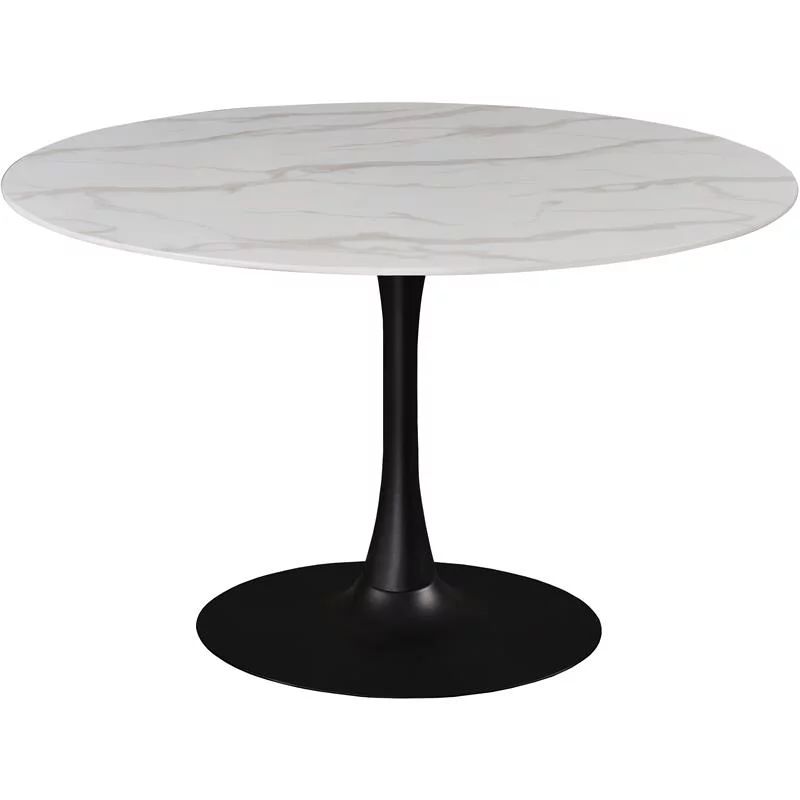 Meridian Furniture Tulip Round Faux Marble Dining Table with Matte Black Base | Walmart (US)
