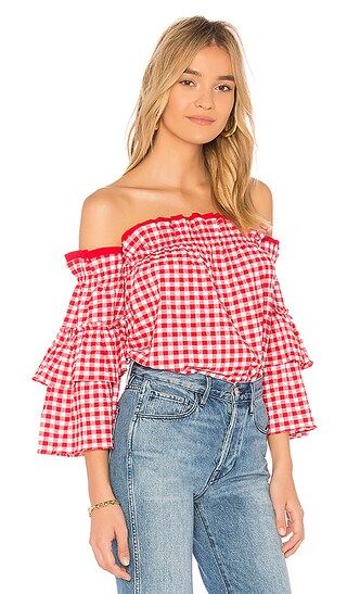 MISA Los Angeles Sabina Top in Red & White | Revolve Clothing (Global)