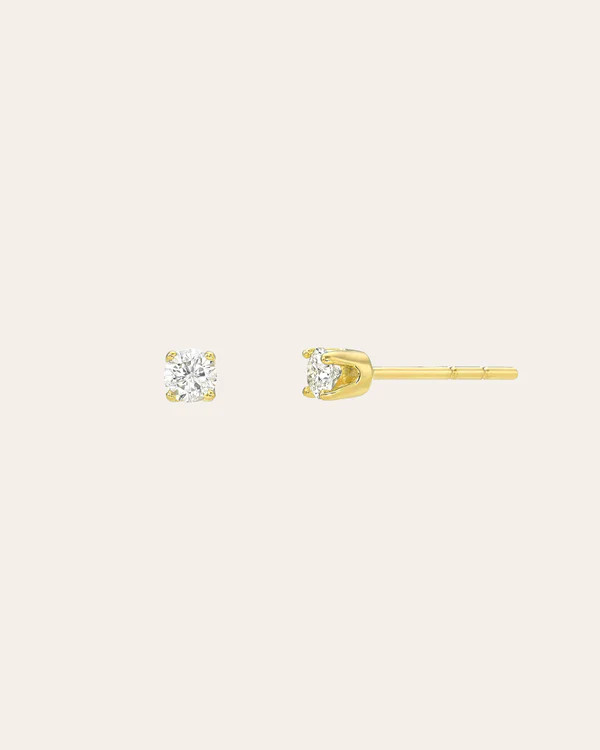 4 Prong Diamond Stud Earrings | Zoe Lev Jewelry