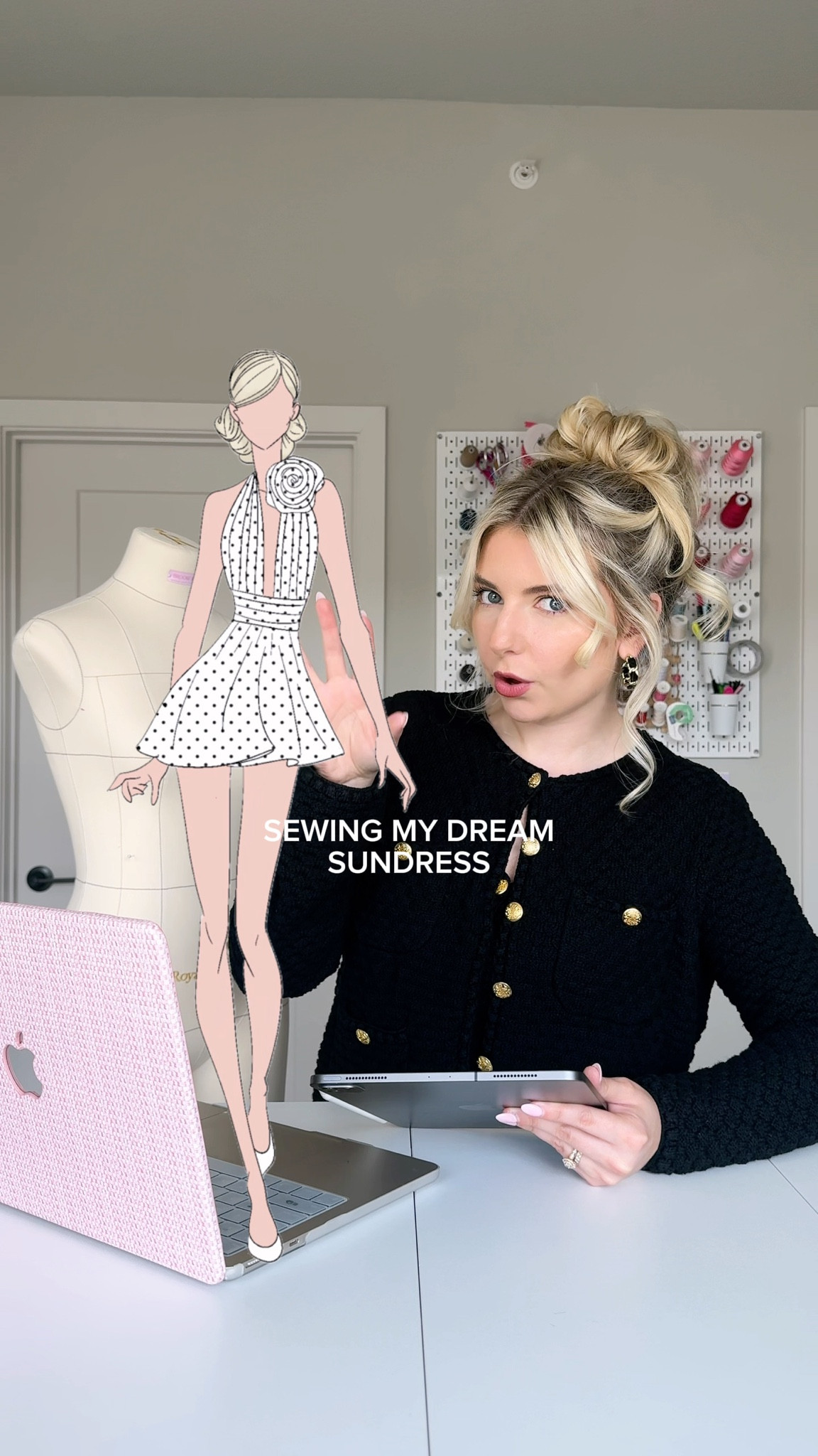 From sketch to finished look ✨ I designed and sewed this polka dot mini dress with a rosette using supplies from Michael’s Craft Store. Michaels.com made it so simple to find everything I needed and have it delivered straight to my door.
#MichaelsPartner #MadeWithMichaels #NationalSewingMonth #DIYSewing #HandmadeWardrobe #SewingProject #DIYFashion #FashionDesign 