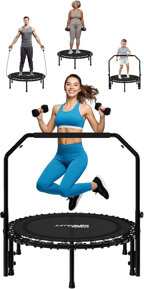 Jumpzylla Fitness Rebounder Trampoline for Adults, Mini Trampoline for Adults with Bar and Elasti... | Amazon (US)