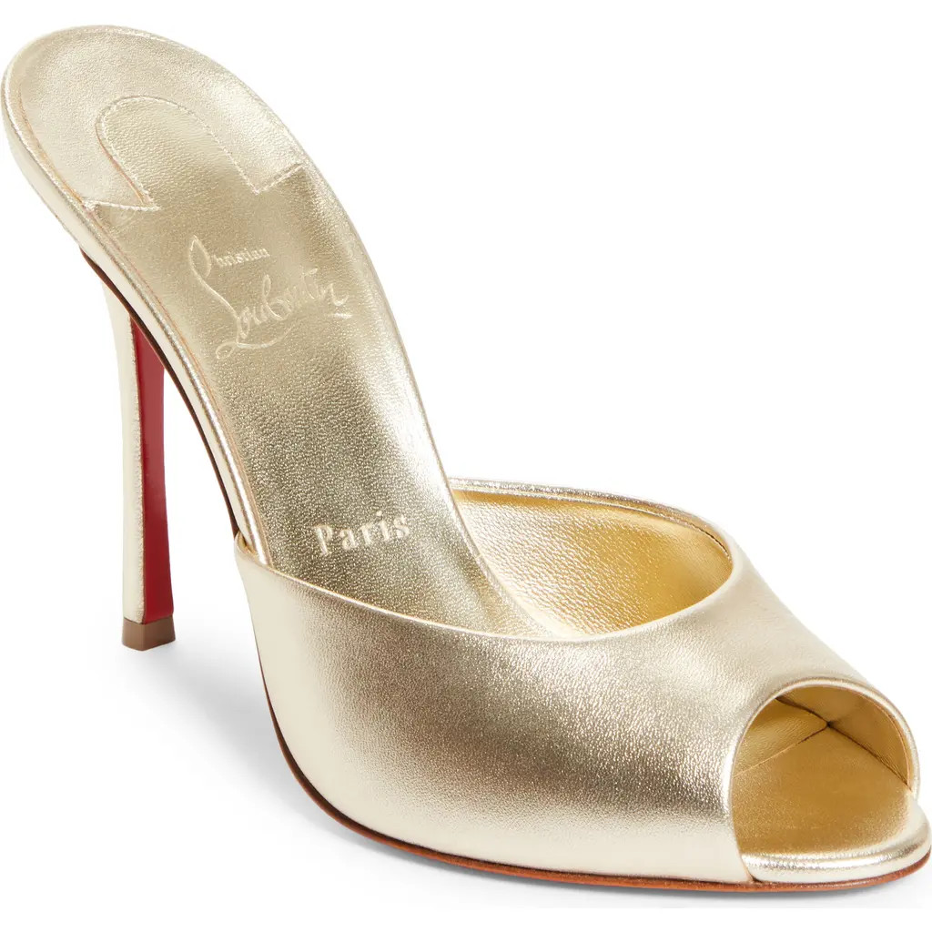 Christian Louboutin Me Dolly Peep Toe Slide Sandal in Sahara/gold at Nordstrom, Size 35 | Nordstrom
