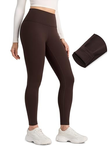 CRZ YOGA Matte Fleece Lined Leggings 28'' - Thermal Casual Lounge Workout Womens Yoga Full Length... | Amazon (US)