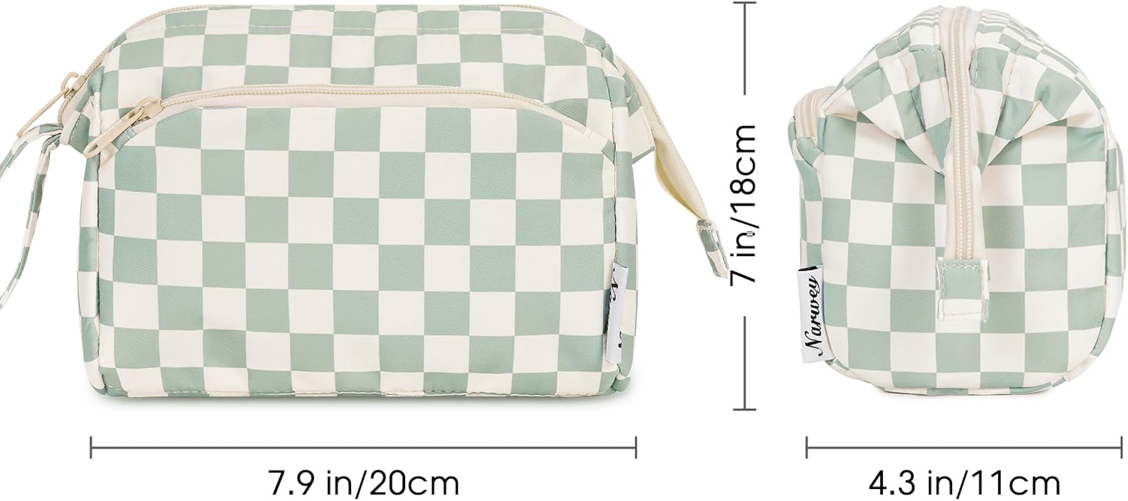 Narwey Checkered Makeup Bag Women Wide-open Make up Bag Travel Cosmetic Bag Organizer Toiletry Ba... | Amazon (US)