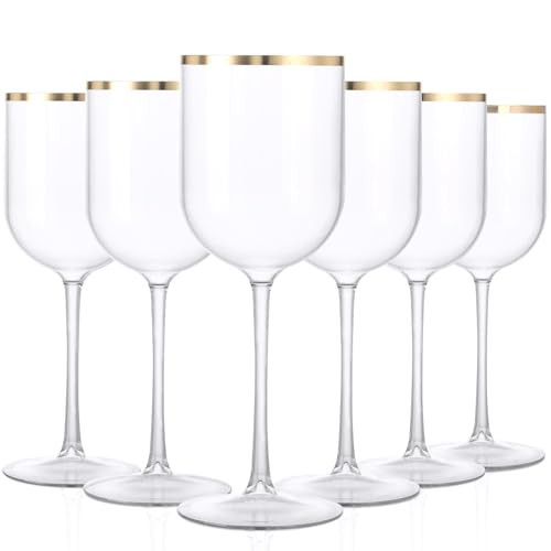 Liacere Plastic Wine Glasses Set of 8-14oz Clear Wine Cup with Gold Rim - Dishwasher Safe Plastic Wine Cups with Stem Reusable & Unbreakable Disposable wine glasses for Weddings,Parties&Fall Decor | Amazon (US)