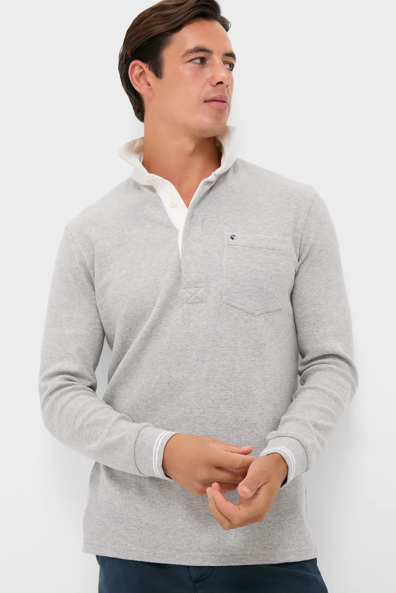 Heather Grey Waffle Rugby Polo | Tuckernuck (US)