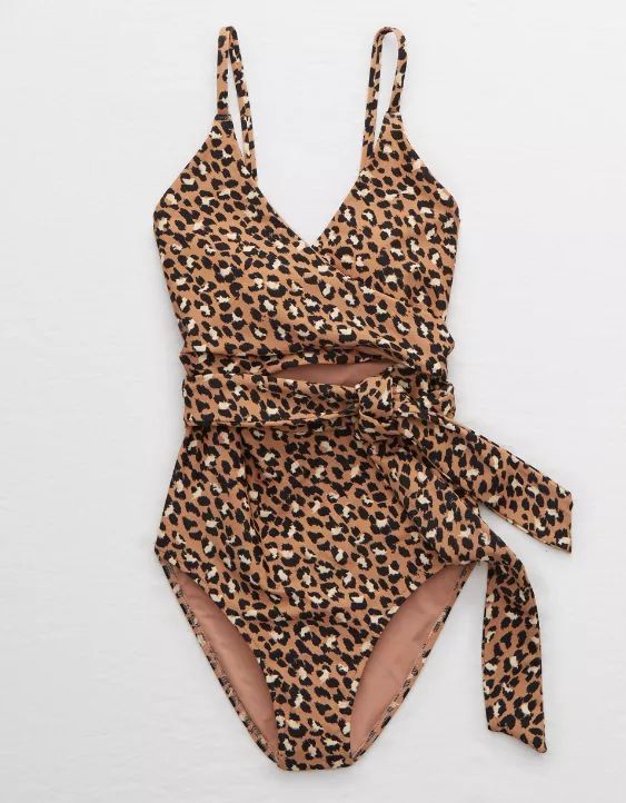Aerie Leopard Wrap One Piece Swimsuit | Aerie