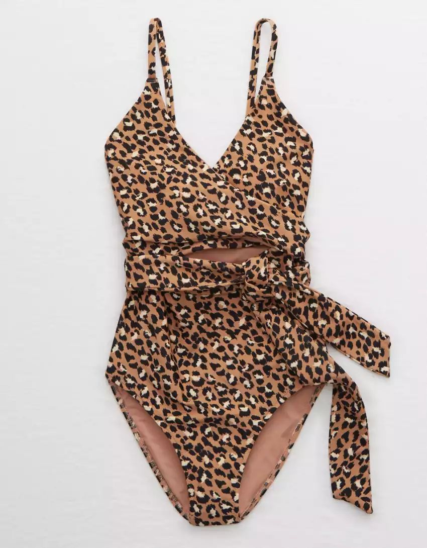 Aerie Leopard Wrap One Piece Swimsuit | Aerie