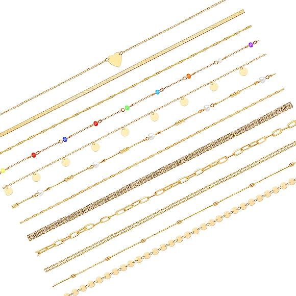 WFYOU 12Pcs Beach Bikini Belly Chain Jewelry for Women Rhinestone Beads Waist Chain Sexy Gold Bod... | Amazon (US)