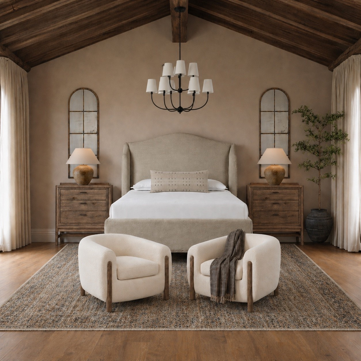 A warm, organic, and neutral primary bedroom! I love all of the natural elements in this space and we’re absolutely pulling these details for our new build. 

#LTKHome