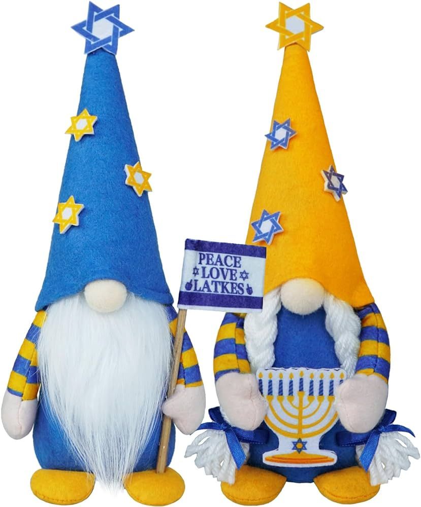 KnomeKo Hanukkah Gnomes Decor Jewish Gifts Hanukkah Gnomes Decorations for Home Jewish Menorah De... | Amazon (US)