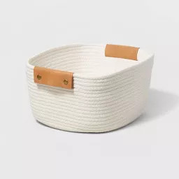 13" Decorative Coiled Rope Square Base Tapered Basket Small Cream - Brightroom™ | Target