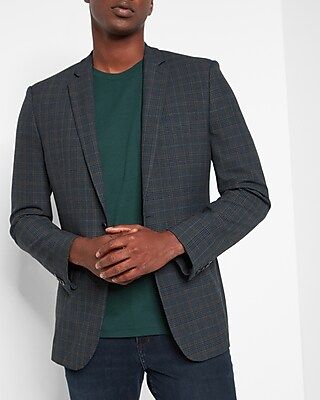 Extra Slim Blue Plaid Wool Suit Jacket | Express