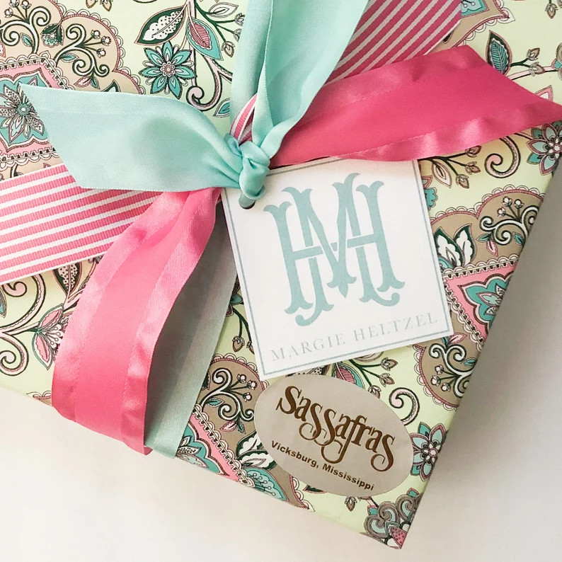 Monogram Chic Enclosure Cards Calling Card Interlocking Monogram - Etsy | Etsy (US)