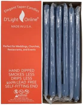 Amazon.com: D'light Online Elegant Unscented Slate Blue Taper Premium Quality Candles Hand-Dipped... | Amazon (US)