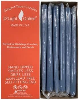 Amazon.com: D'light Online Elegant Unscented Slate Blue Taper Premium Quality Candles Hand-Dipped... | Amazon (US)