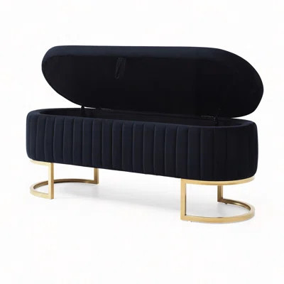 Storage Bench Bedroom Bench, Velvet Oval Upholstered End Of Bed Bench With Metal Legs,50"Storage Ottoman Bench For Bedroom, Living Room,Entryway,Windo | Wayfair North America