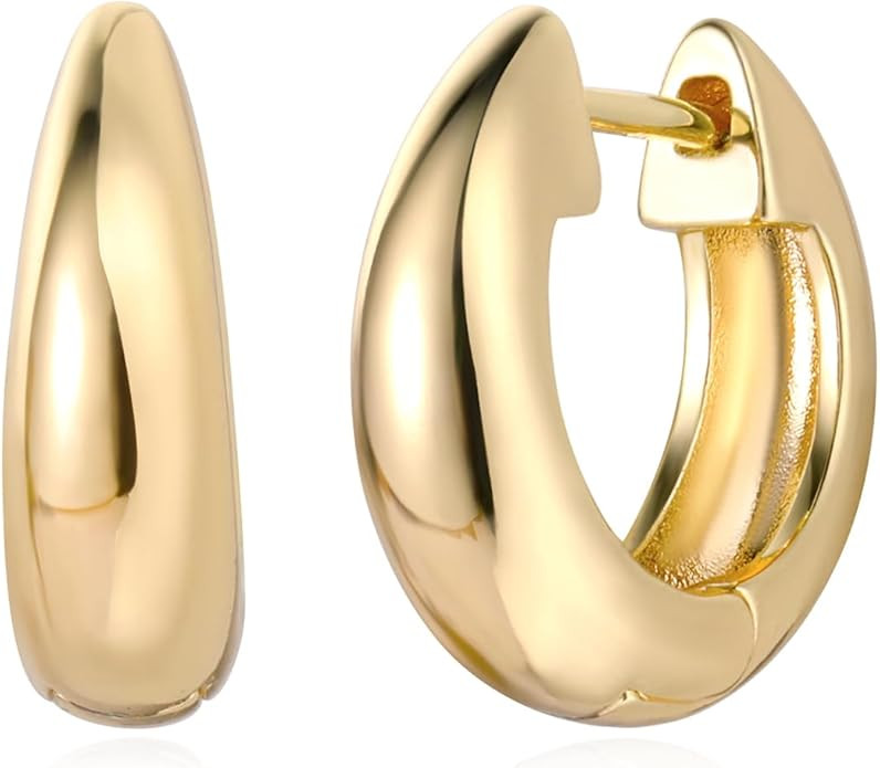 MYEARS Women Gold Huggie Hoop Earrings Ear Stud Cuff 14K Gold Plated Small Simple Minimalist Hypo... | Amazon (US)