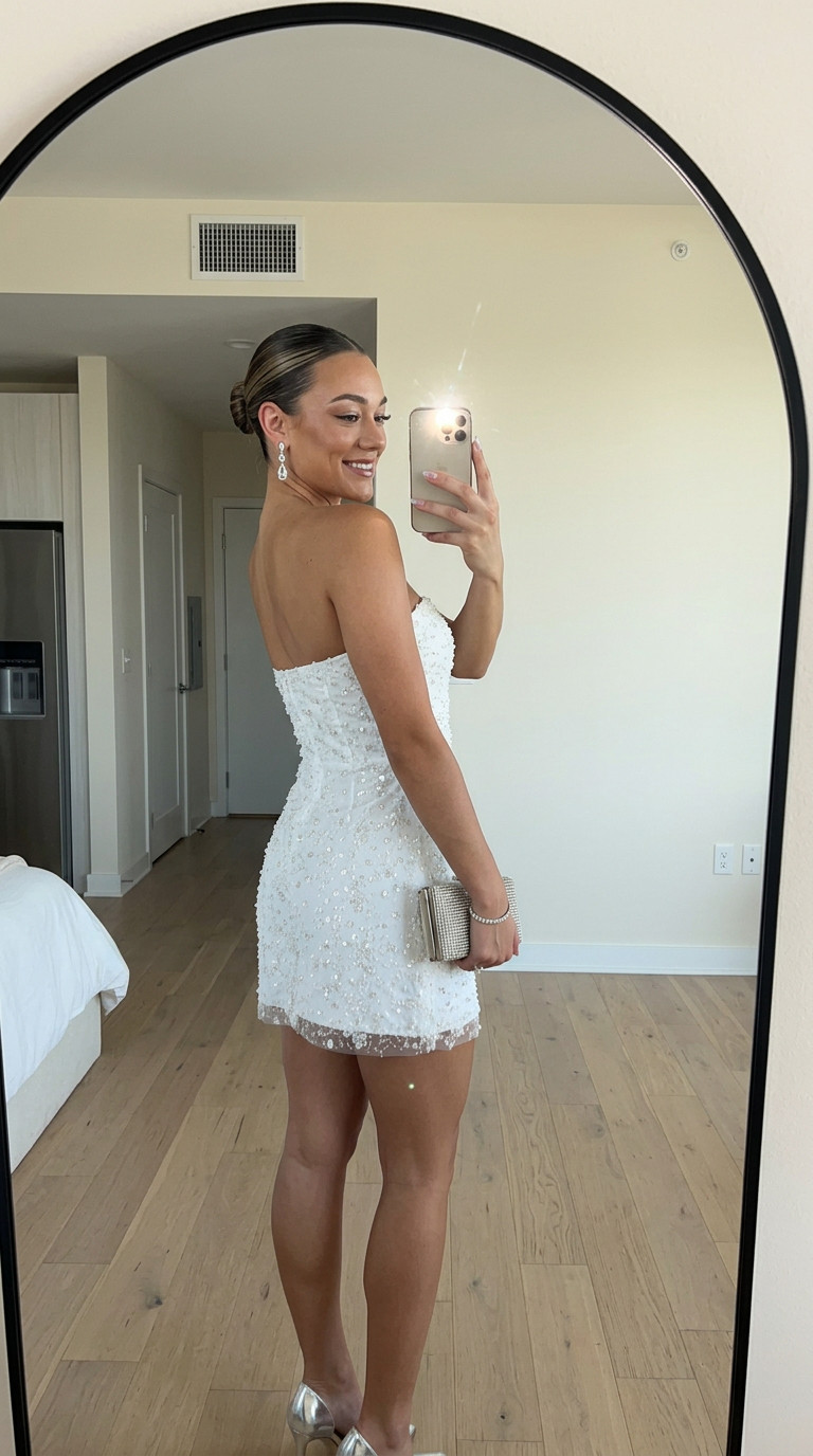 Sparkly White Beaded Mini Dress for an Engagement Party/Photos

The ultimate engagement party dress for brides who love a little sparkle. Perfect for after party celebrations, bridal events, or a honeymoon dinner. 

 #LTKWedding