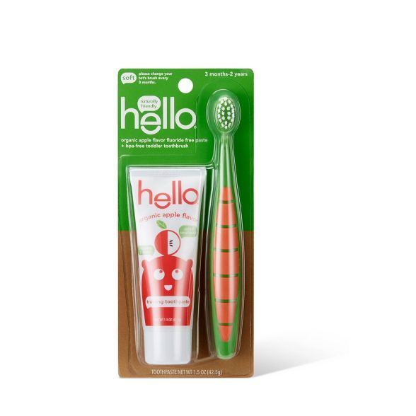 hello Organic Apple Flavored Paste and Toddler Toothbrush - 1.5oz | Target