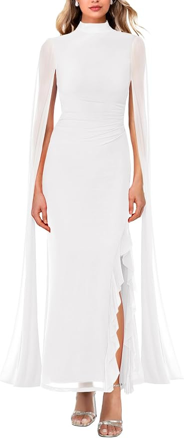 Lrady Women's Wedding Guest Dress Evening Gowns High Neck Formal Cocktail Party Maxi Bodycon Dres... | Amazon (US)