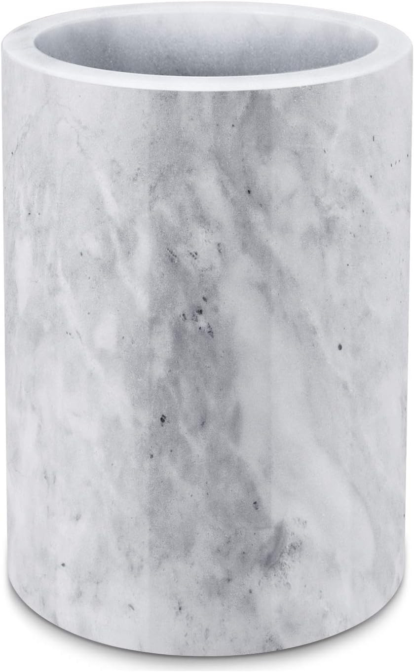 Flexzion Kitchen Tool Crock Utensil Holder and Wine Cooler Chiller, Natural White Marble 5" x 7" ... | Amazon (US)
