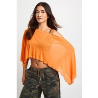 boohoo Women's Sheer Textured Cape Top in Orange | Size: 12 | Boohoo.com (UK & IE)