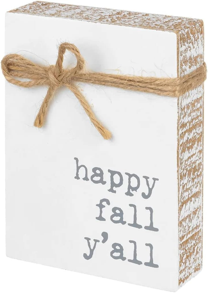Collins Painting 'Happy Fall Y'all' Mini Jute Rope Block Sign, White | Amazon (US)