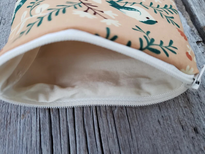 Organic Cotton Bird Pouch, Zipper Coin Purse, Earbud Pouch, Card Holder, Teagan White, Chapstick ... | Etsy (US)