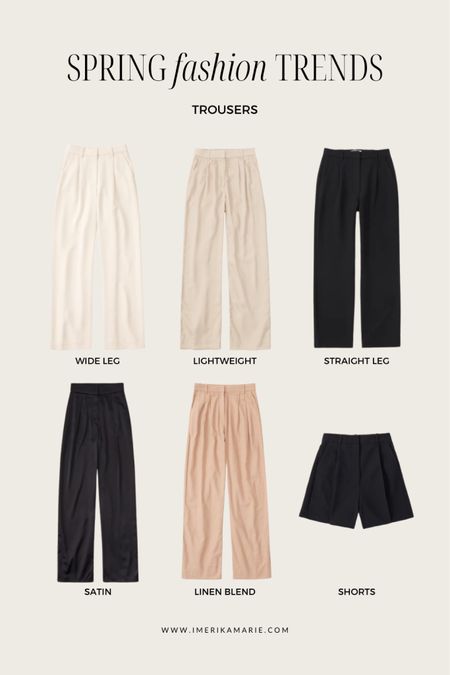 spring trousers. spring outfit. spring trends. spring fashion trends. wide leg trousers /  lightweight trousers /  straight leg  /  satin  /  linen blend  /  trouser shorts. abercrombie finds

#LTKunder50 #LTKunder100 #LTKstyletip