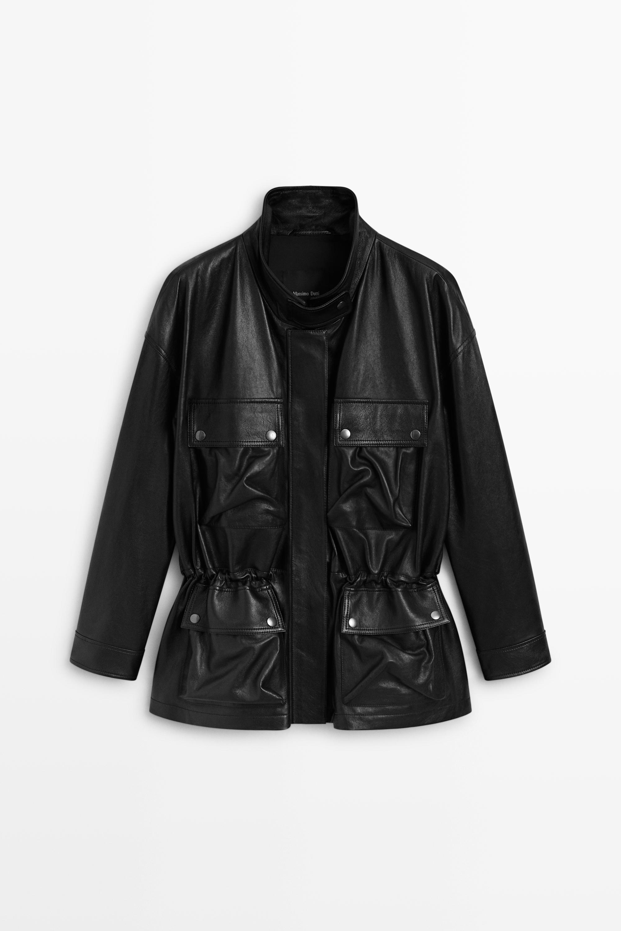 Nappa leather jacket with pocket details - BLACK | Massimo Dutti US