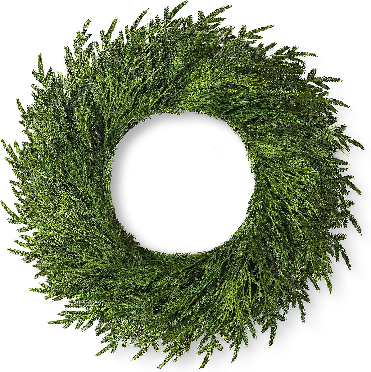 32" Large Cedar Norfolk Pine Wreath for Front Door, Faux Christmas Wreath | Amazon (US)