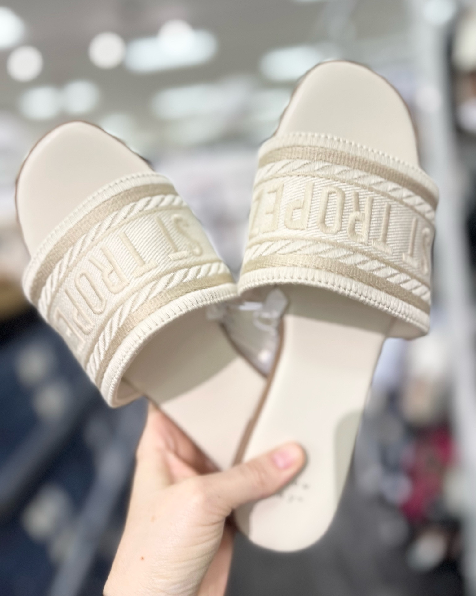 A new day slide sandal…New Arrival! Perfect for your resort/ beach getaway ! Available in 2 colors and in some select store… a matching tote/ beach bag!

St tropes
Capri
Shoes
Sandals
Slides
Mules
Beach shoes
Resort shoes
Beach wardrobe 

#LTKtravel #LTKshoecrush #LTKswim