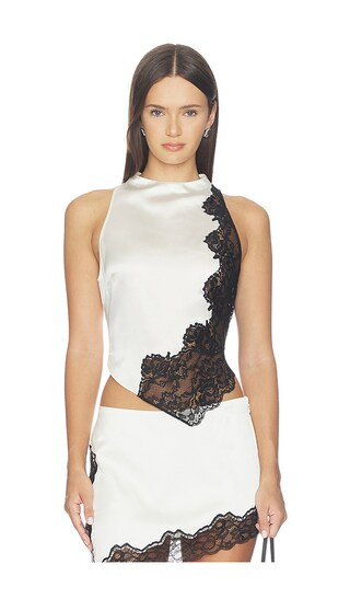Silk Lace Asymmetric Top in Off White | Revolve Clothing (Global)