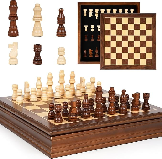 Magnetic Wooden Chess Set for Adults and Kids 12'' Chess Board with Handmade Magnetic Chess Piece... | Amazon (US)
