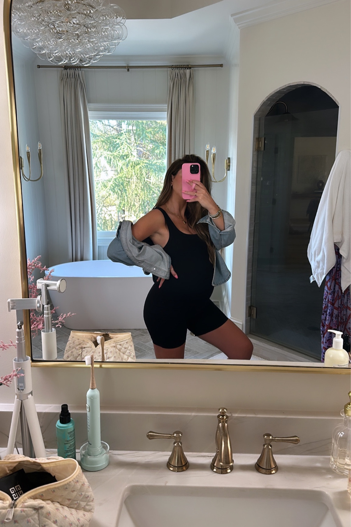 Bump fit
Spring summer pregnancy 
Maternity onsie 
Onsie - small
Denim button up small
Sneakers TTS

#LTKbump #LTKshoecrush #LTKSeasonal