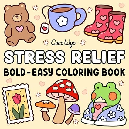 Stress Relief: Coloring Book for Adults and Kids, Bold and Easy, Simple and Big Designs for Relax... | Amazon (US)