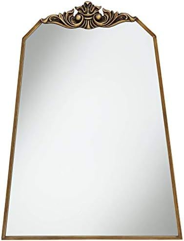 Noble Park Morrey Crown Top Vanity Decorative Angled Wall Mirror Vintage Rustic Lush Gold Metal Geom | Amazon (US)