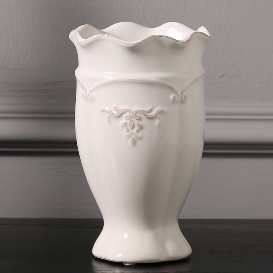 hjn Ceramic Vases Handmade Flower Vase White Pretty vase for Home Décor(Small) | Amazon (US)
