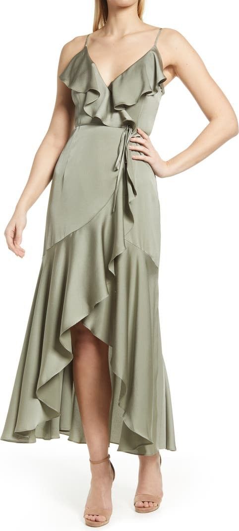 wedding guest dress nsale Shona Joy Luxe Ruffle Trim Wrap Gown | Nordstrom | Nordstrom