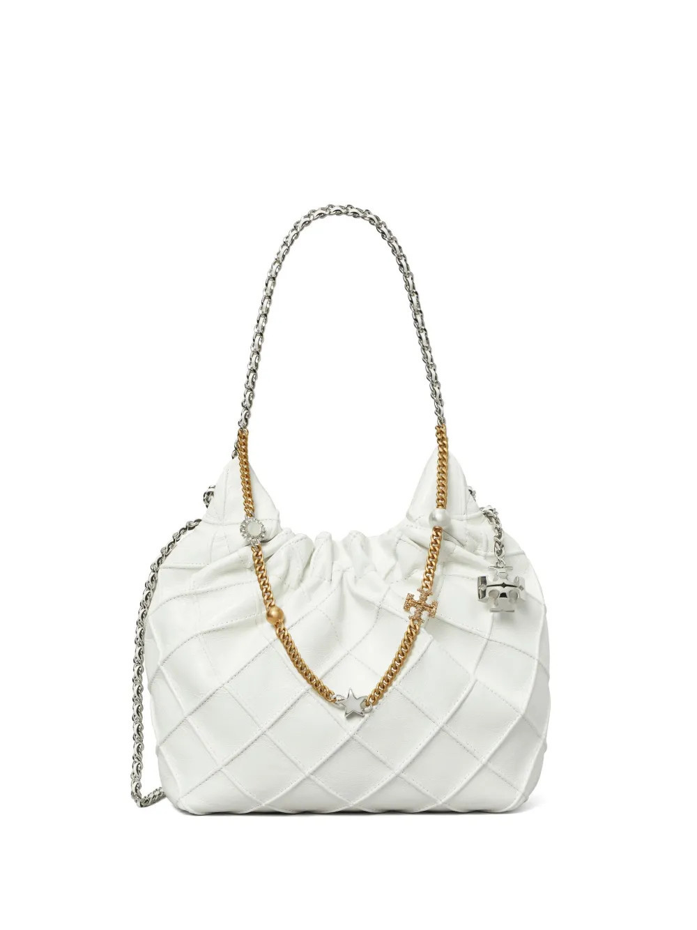 Tory Burch mini Fleming Distressed tote bag - White | Farfetch Global