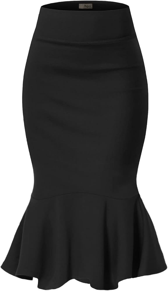 Hybrid & Company Womens Premium Nylon Ponte Stretch Office Fishtail Pencil Skirt High Waist Made ... | Amazon (US)
