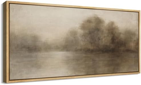 SIGNFORD Extra Large Framed Canvas Print Wall Art Neutral Misty Forest Landscape Illustrations Mo... | Amazon (US)