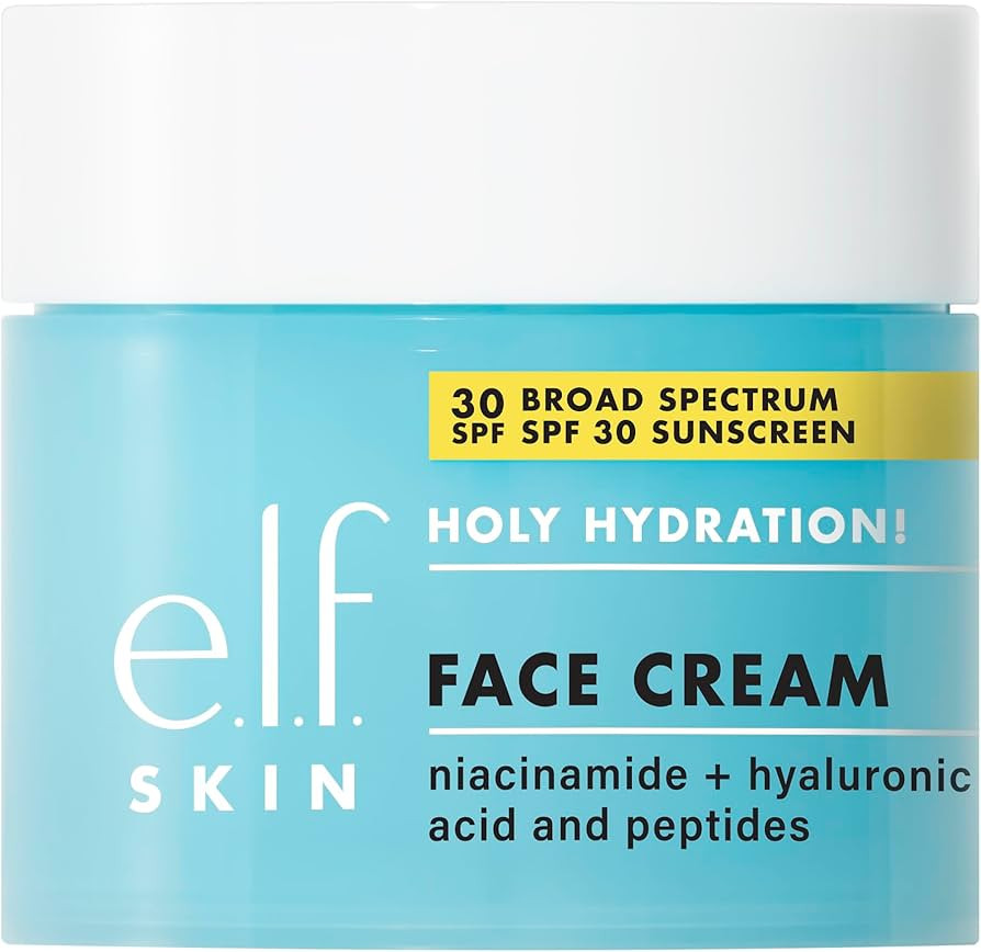 e.l.f. Holy Hydration! Face Cream, Broad Spectrum SPF 30 Sunscreen, Moisturizes & Softens Skin, Q... | Amazon (US)
