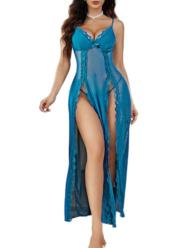 Avidlove Women Lingerie Lace Babydoll Chemise Sexy Mesh Nightdress V Neck Nightwear Side Split Ni... | Amazon (US)