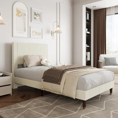 Bed Frame Upholstered Platform Bed with Fabric Headboard, Non-Slip and Noise-Free, Wooden/Metal Slats Support, No Box Spring Needed, Easy Assembly | Wayfair North America