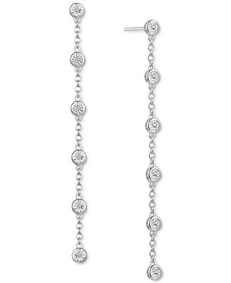 Macy's Diamond Bezel Linear Drop Earrings (1/10 ct. t.w.) in Sterling Silver, 14k Gold-Plated Ste... | Macys (US)